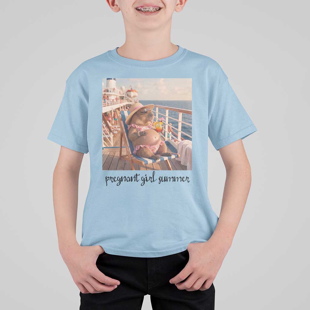 Summer Capybara Pregnancy T Shirt For Kid Baby Announcement Gift