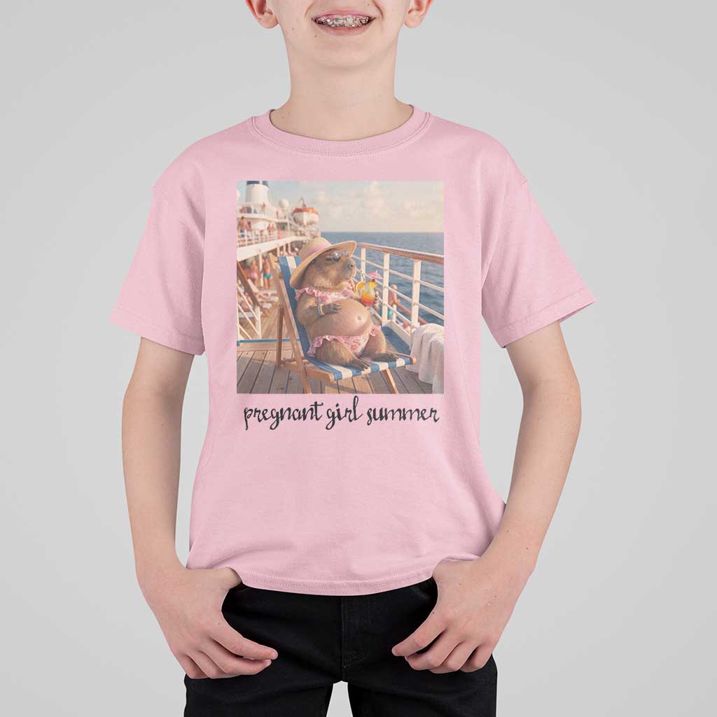 Summer Capybara Pregnancy T Shirt For Kid Baby Announcement Gift