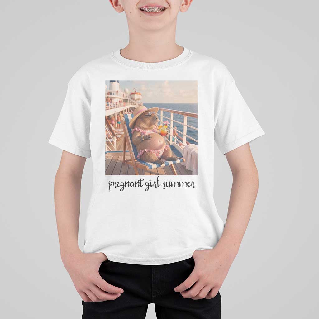 Summer Capybara Pregnancy T Shirt For Kid Baby Announcement Gift