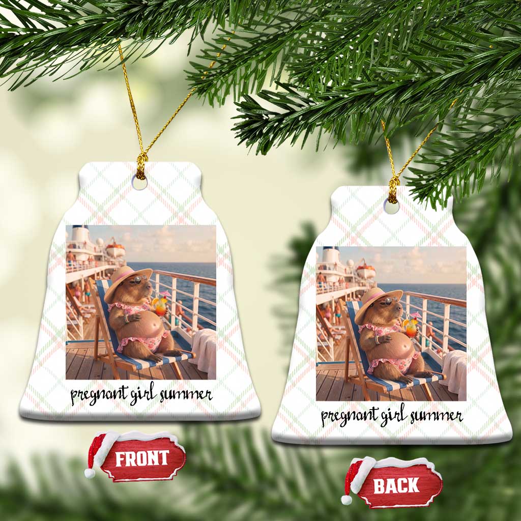Summer Capybara Pregnancy Ceramic Ornament Baby Announcement Gift