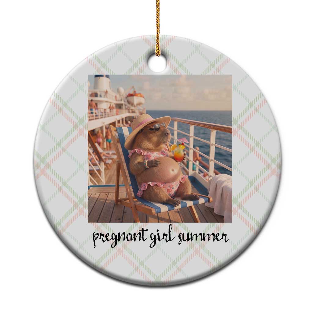 Summer Capybara Pregnancy Ceramic Ornament Baby Announcement Gift