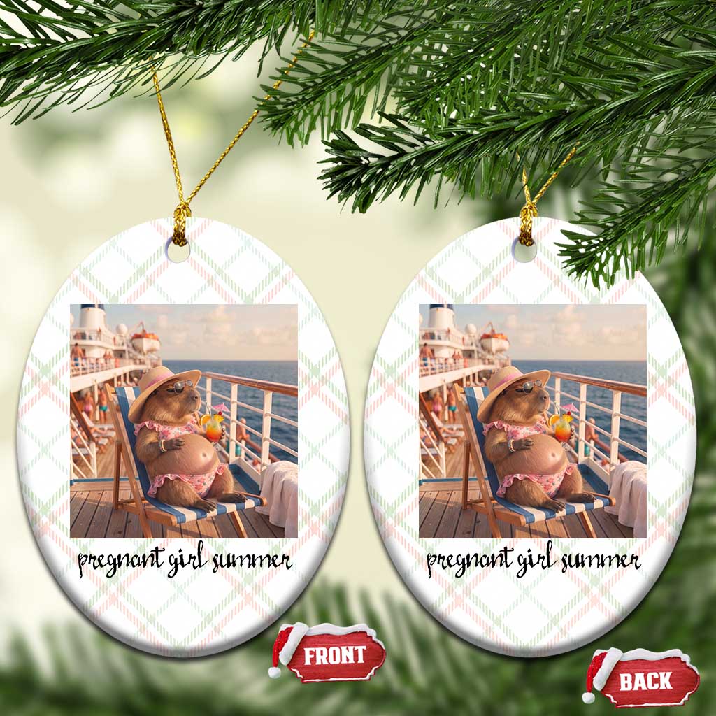 Summer Capybara Pregnancy Ceramic Ornament Baby Announcement Gift