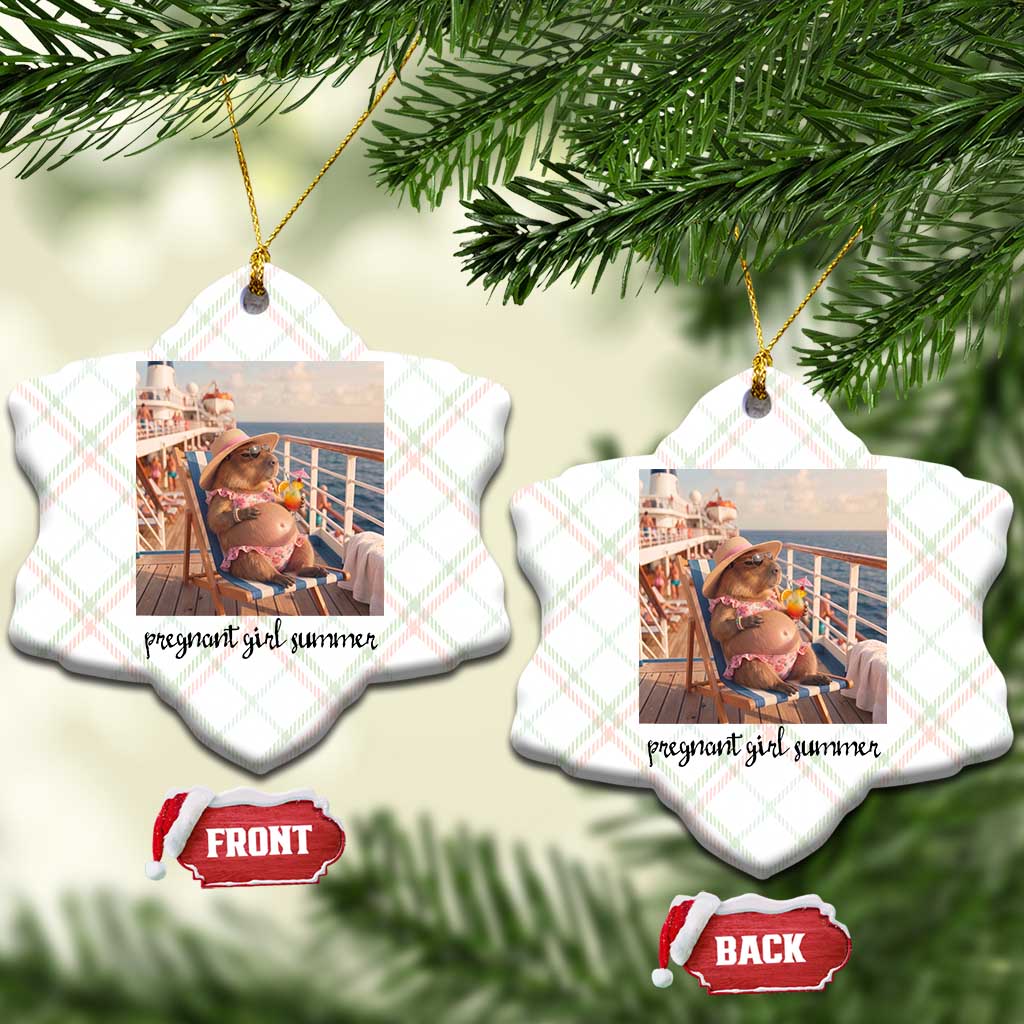 Summer Capybara Pregnancy Ceramic Ornament Baby Announcement Gift