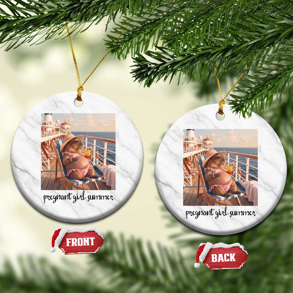 Summer Capybara Pregnancy Ceramic Ornament Baby Announcement Gift