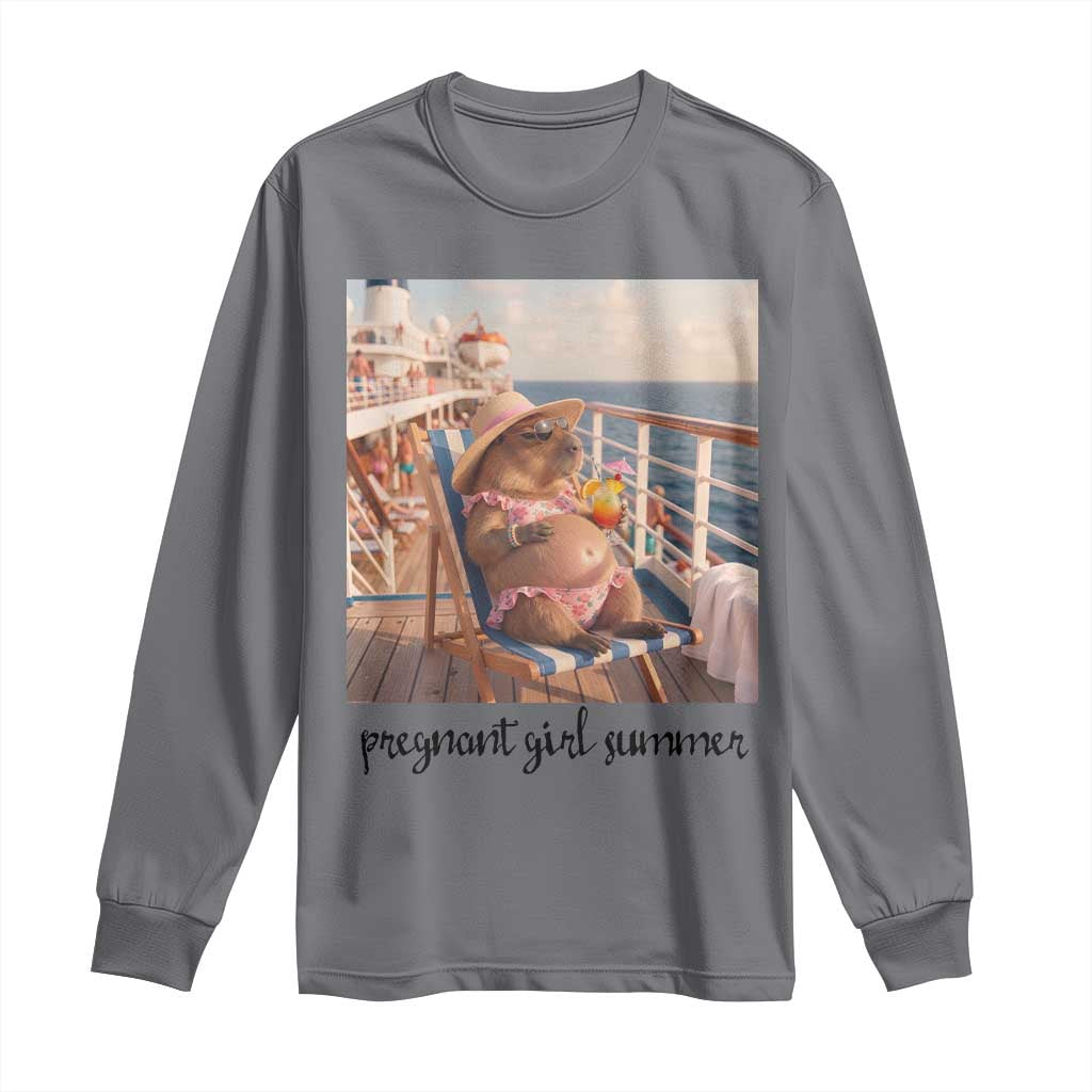 Summer Capybara Pregnancy Long Sleeve Shirt Baby Announcement Gift