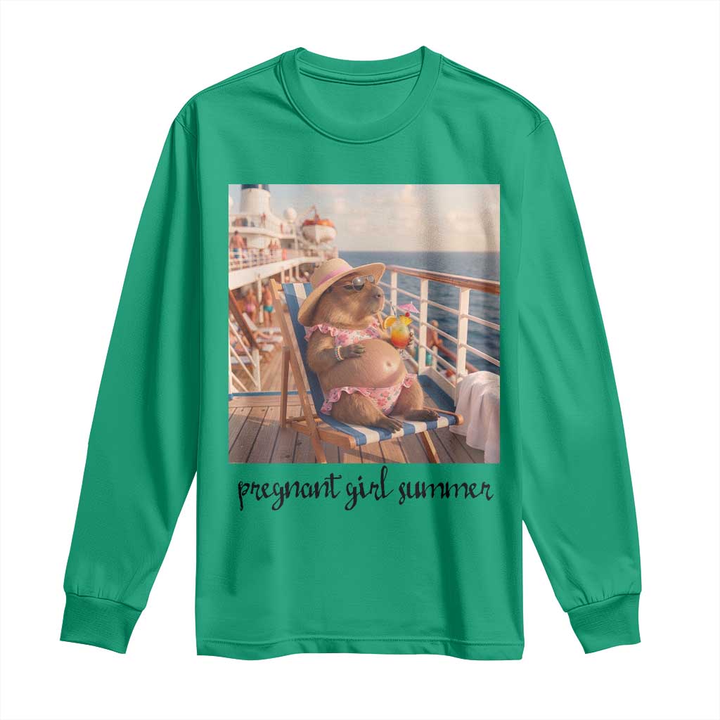 Summer Capybara Pregnancy Long Sleeve Shirt Baby Announcement Gift