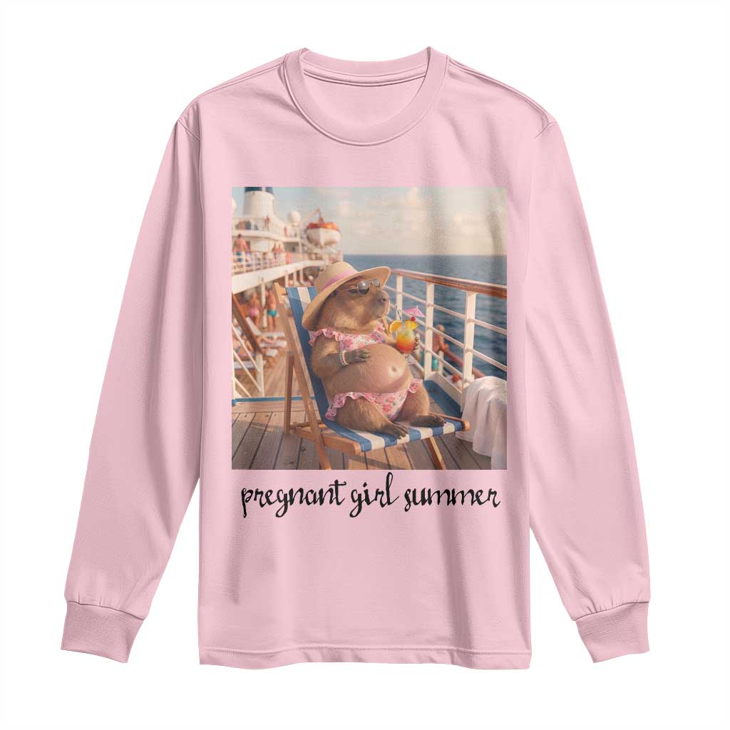 Summer Capybara Pregnancy Long Sleeve Shirt Baby Announcement Gift