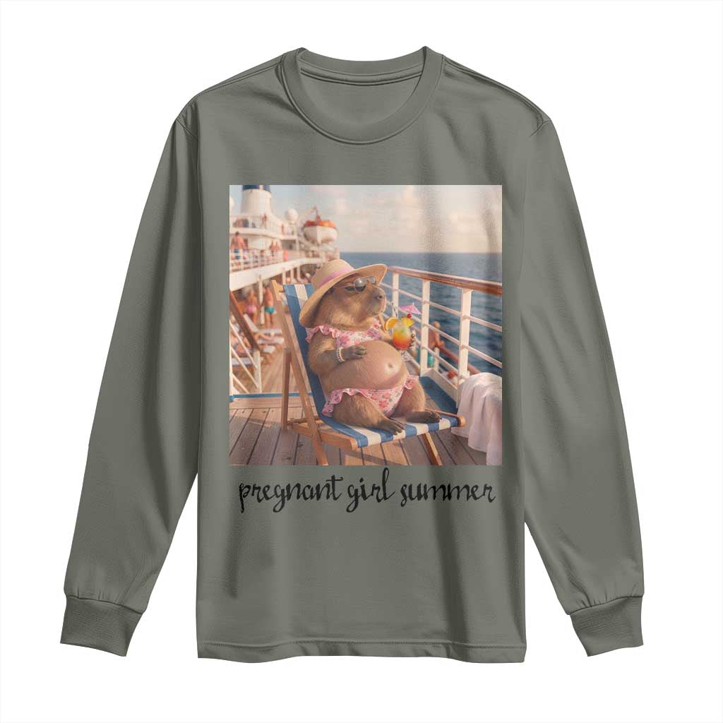 Summer Capybara Pregnancy Long Sleeve Shirt Baby Announcement Gift