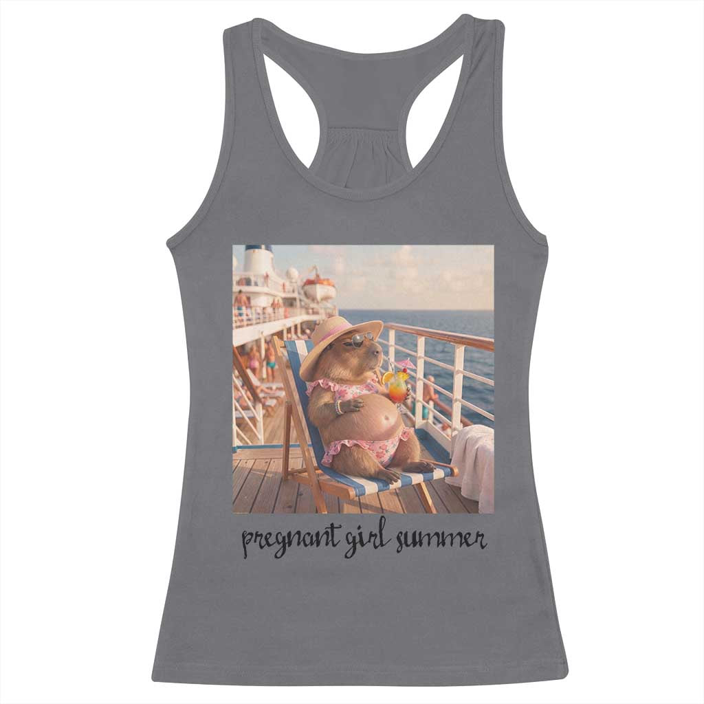Summer Capybara Pregnancy Racerback Tank Top Baby Announcement Gift
