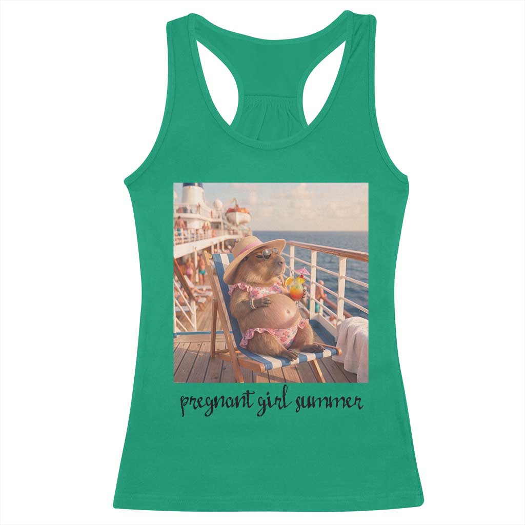 Summer Capybara Pregnancy Racerback Tank Top Baby Announcement Gift