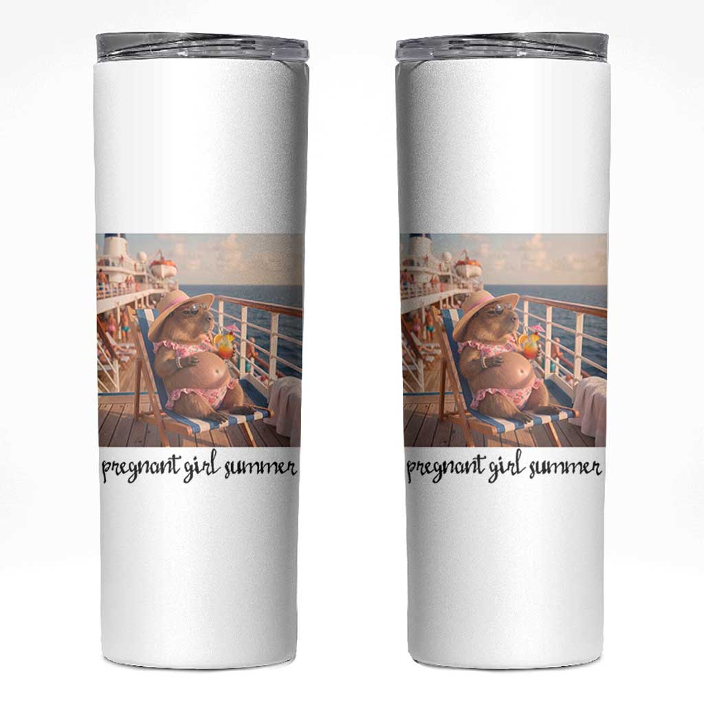 Summer Capybara Pregnancy Skinny Tumbler Baby Announcement Gift