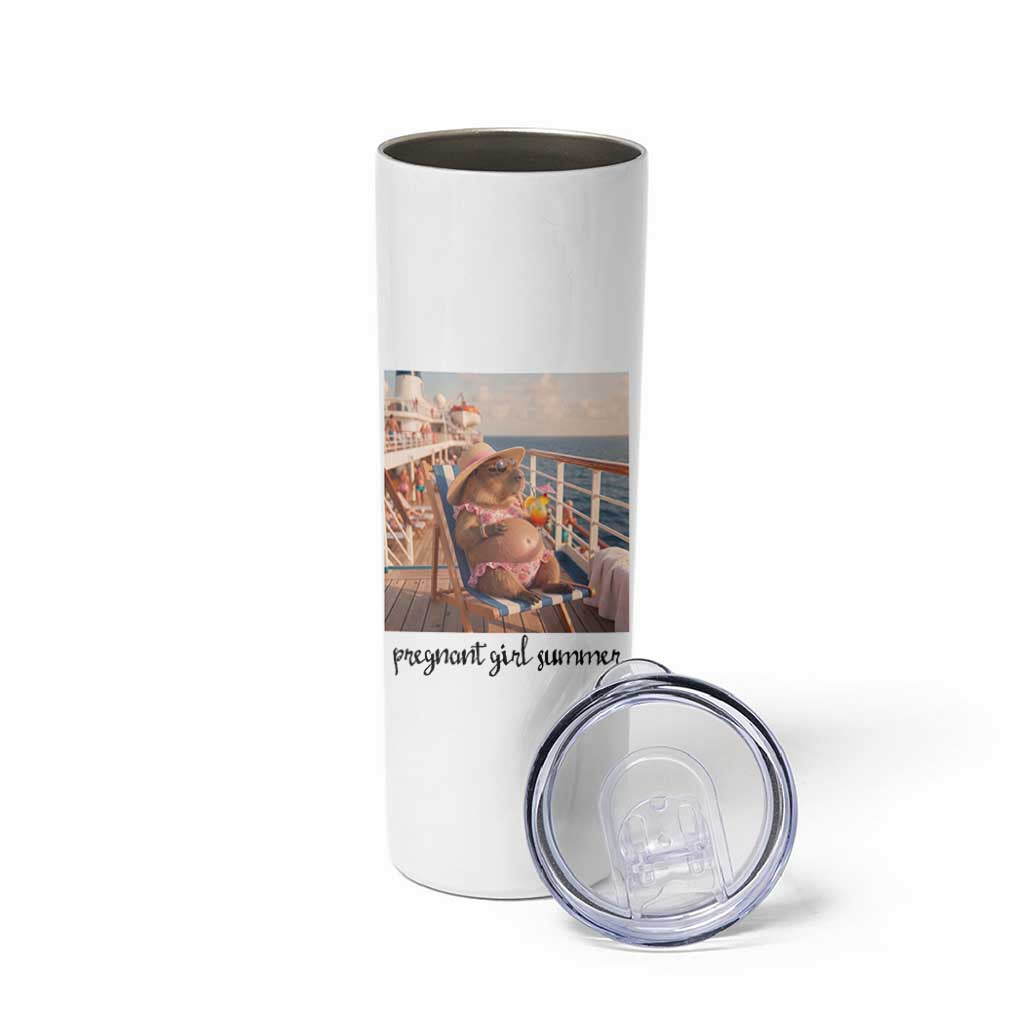 Summer Capybara Pregnancy Skinny Tumbler Baby Announcement Gift