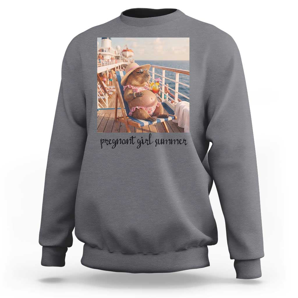 Summer Capybara Pregnancy Sweatshirt Baby Announcement Gift