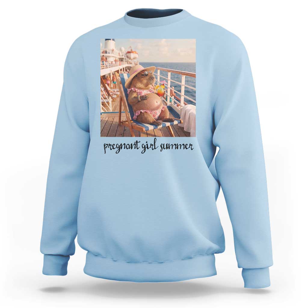 Summer Capybara Pregnancy Sweatshirt Baby Announcement Gift