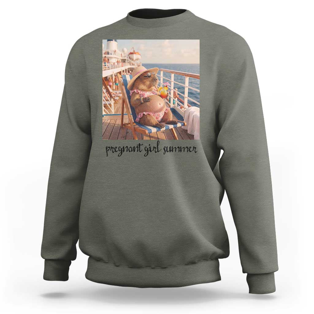 Summer Capybara Pregnancy Sweatshirt Baby Announcement Gift
