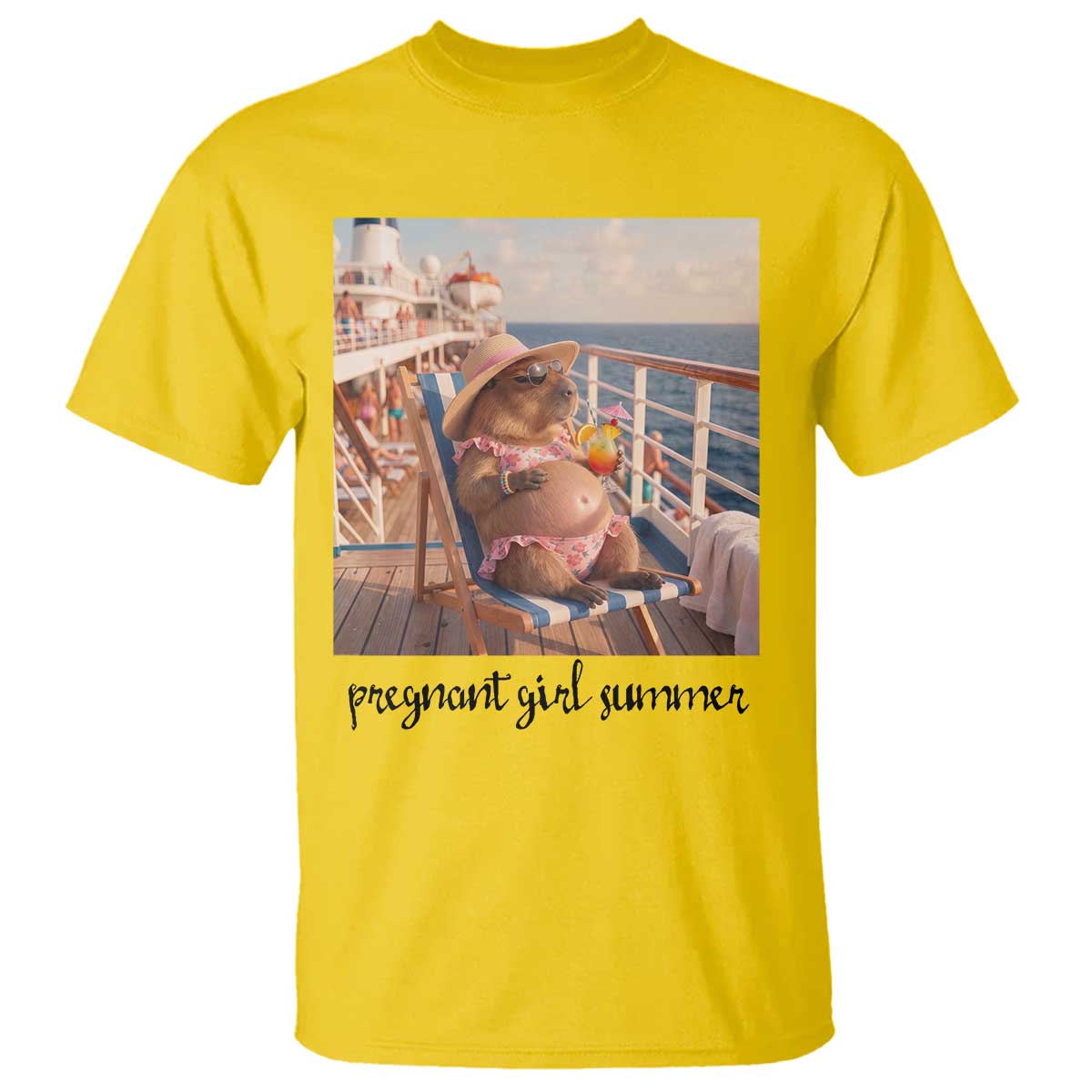 Summer Capybara Pregnancy T Shirt Baby Announcement Gift