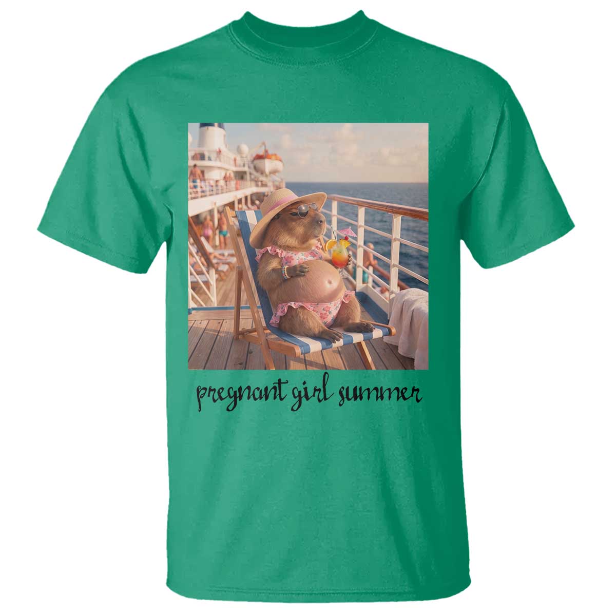 Summer Capybara Pregnancy T Shirt Baby Announcement Gift
