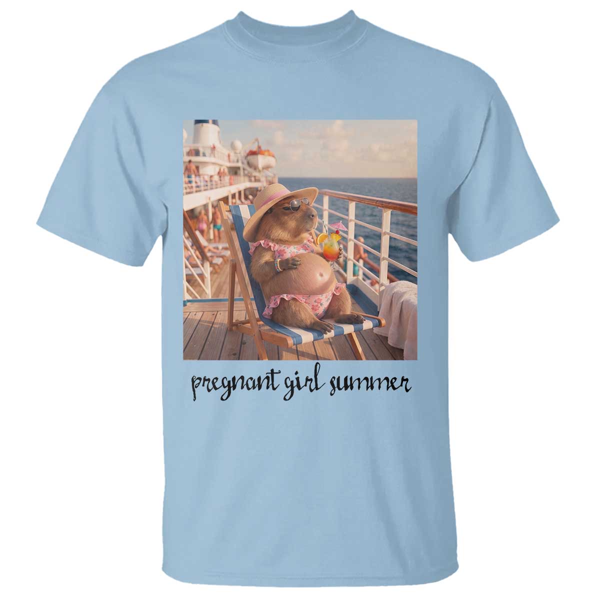 Summer Capybara Pregnancy T Shirt Baby Announcement Gift