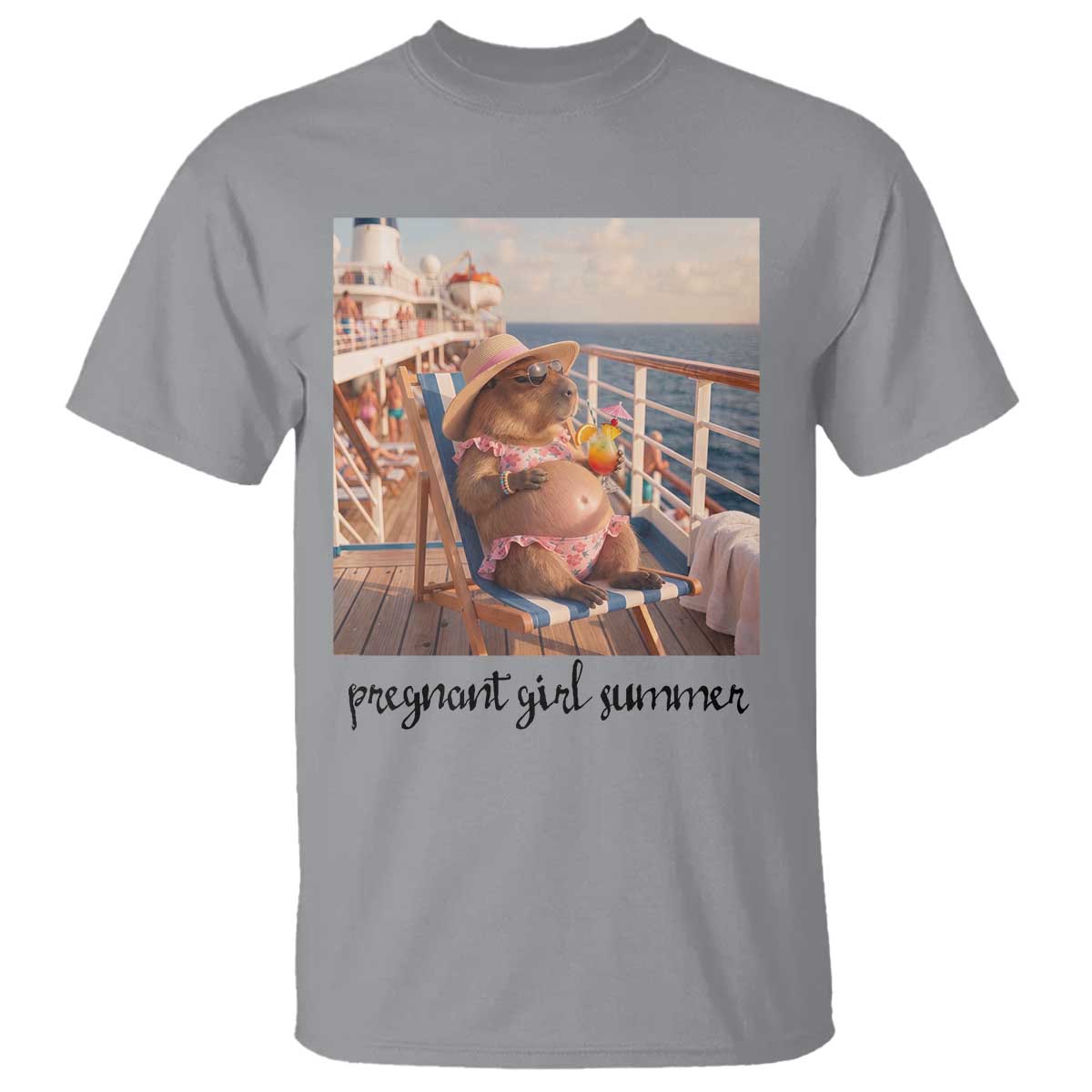 Summer Capybara Pregnancy T Shirt Baby Announcement Gift