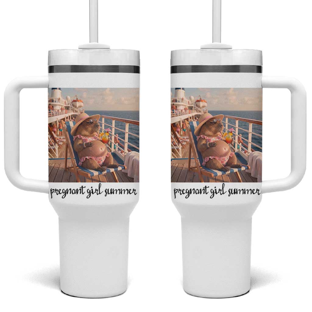Summer Capybara Pregnancy Tumbler With Handle Baby Announcement Gift