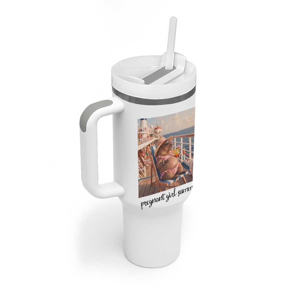 Summer Capybara Pregnancy Tumbler With Handle Baby Announcement Gift