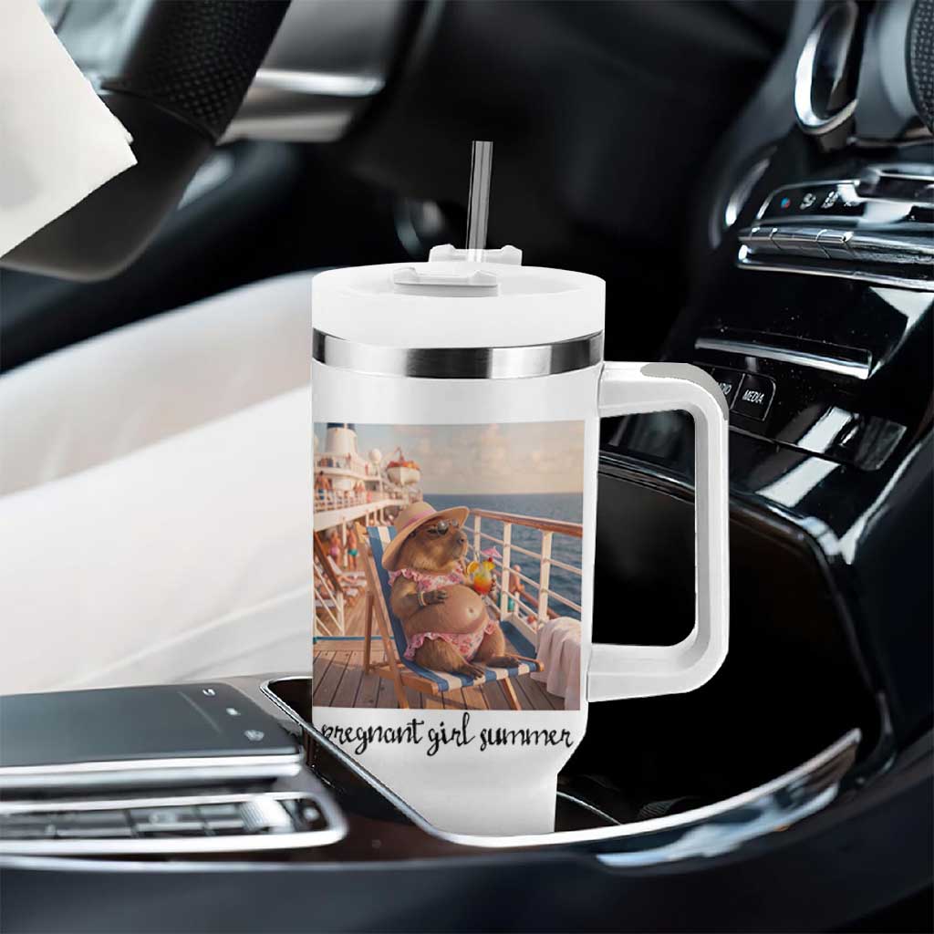 Summer Capybara Pregnancy Tumbler With Handle Baby Announcement Gift