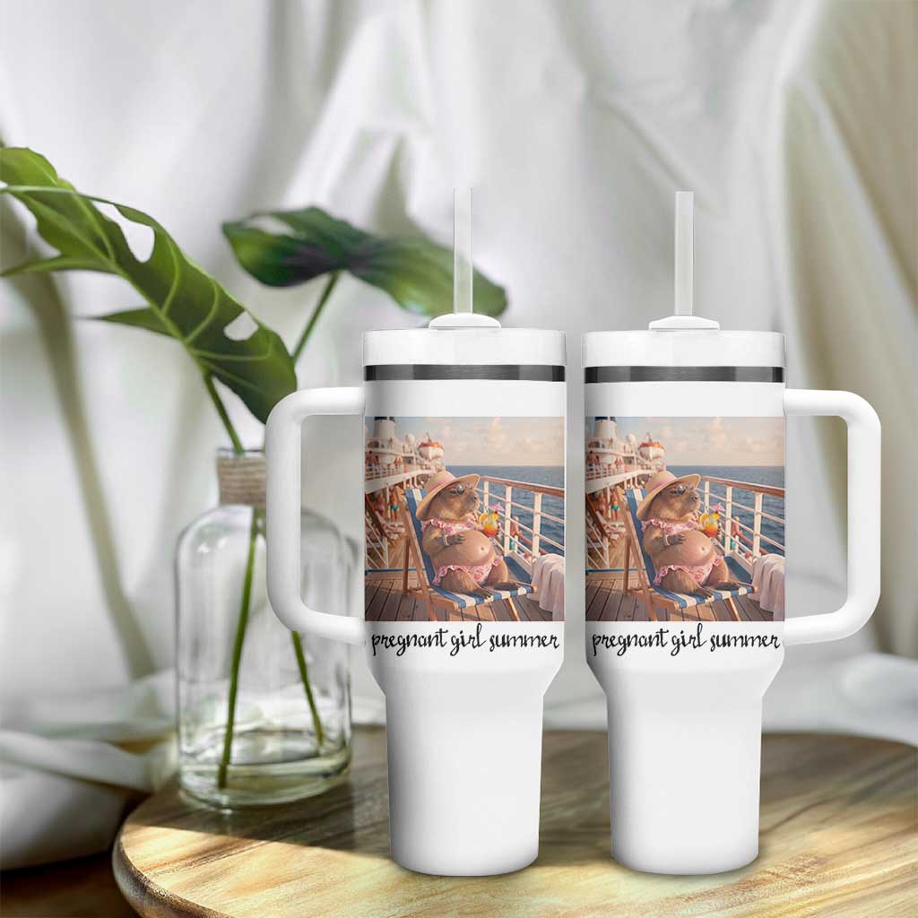 Summer Capybara Pregnancy Tumbler With Handle Baby Announcement Gift