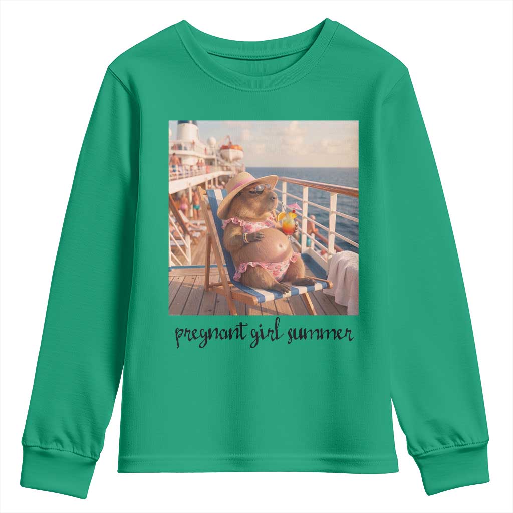 Summer Capybara Pregnancy Youth Sweatshirt Baby Announcement Gift