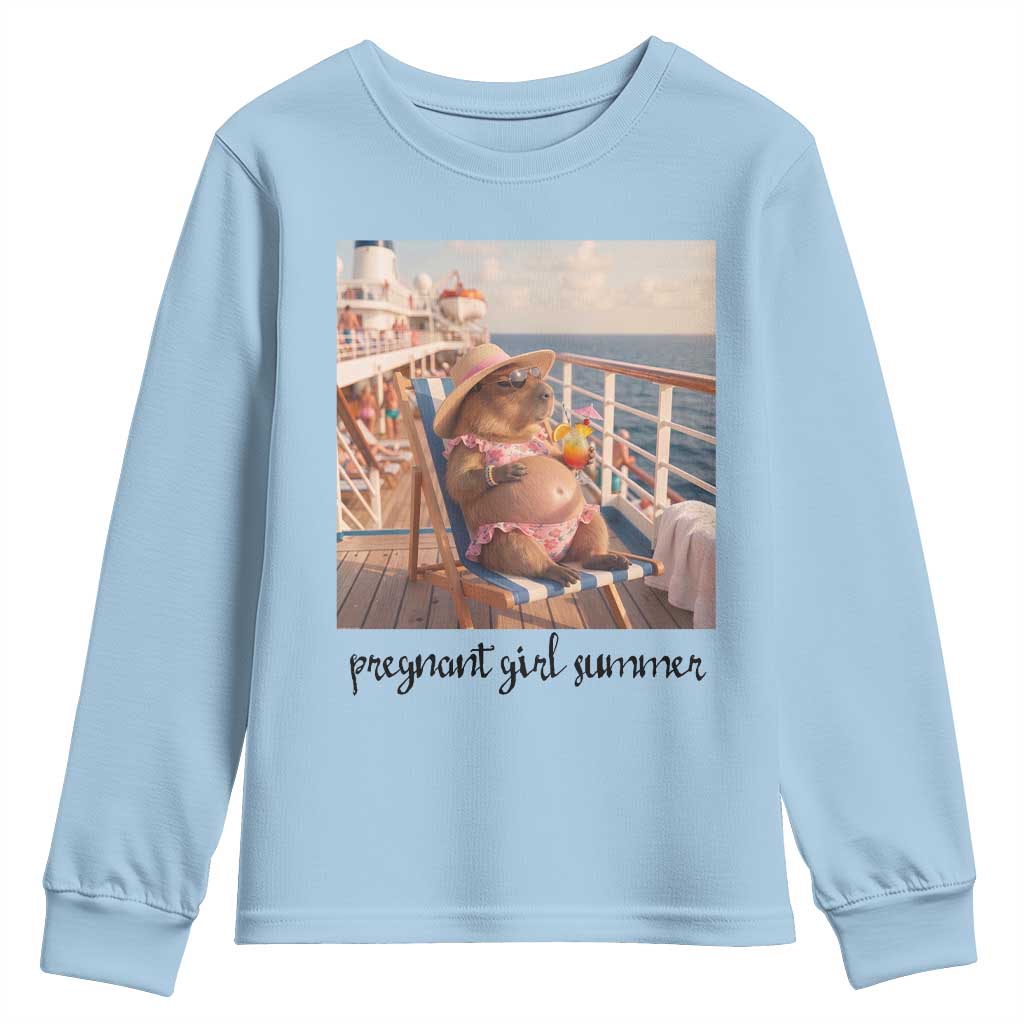 Summer Capybara Pregnancy Youth Sweatshirt Baby Announcement Gift