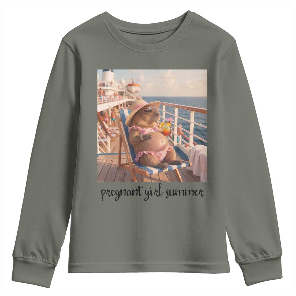 Summer Capybara Pregnancy Youth Sweatshirt Baby Announcement Gift