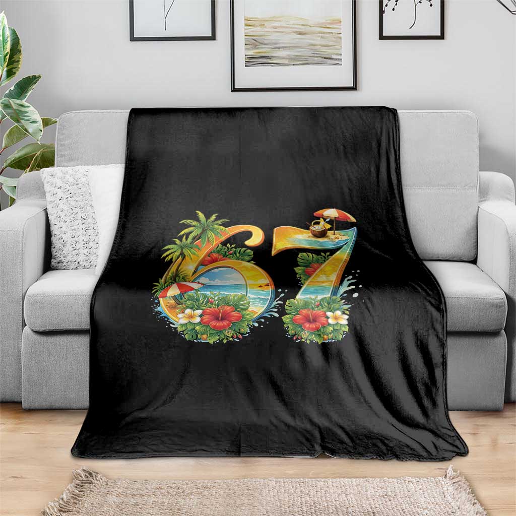 Hawaii Six Seven Throw Blanket Tropical Hibiscus Vacation Graphic