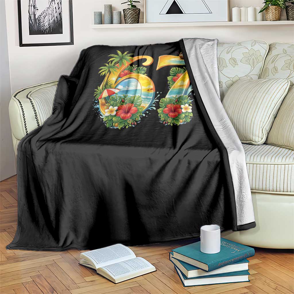 Hawaii Six Seven Throw Blanket Tropical Hibiscus Vacation Graphic