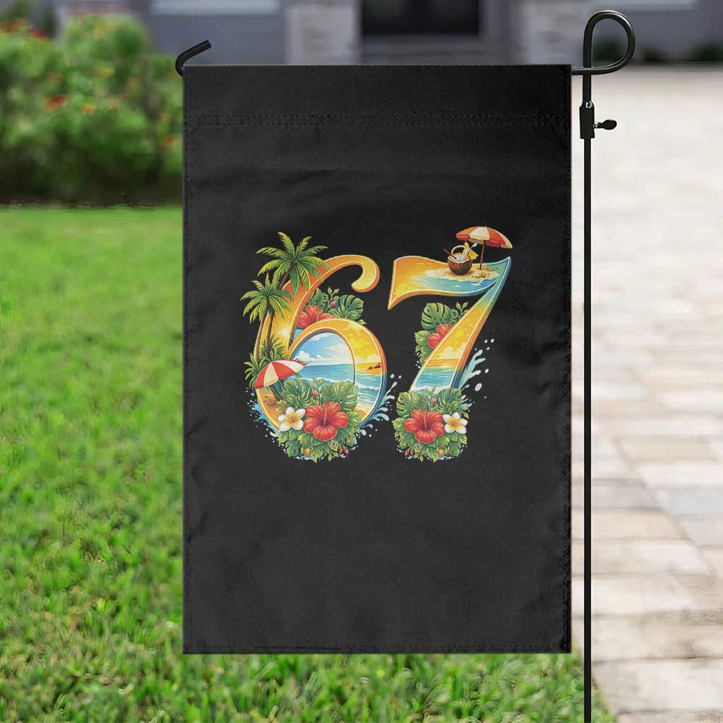Hawaii Six Seven Garden Flag Tropical Hibiscus Vacation Graphic