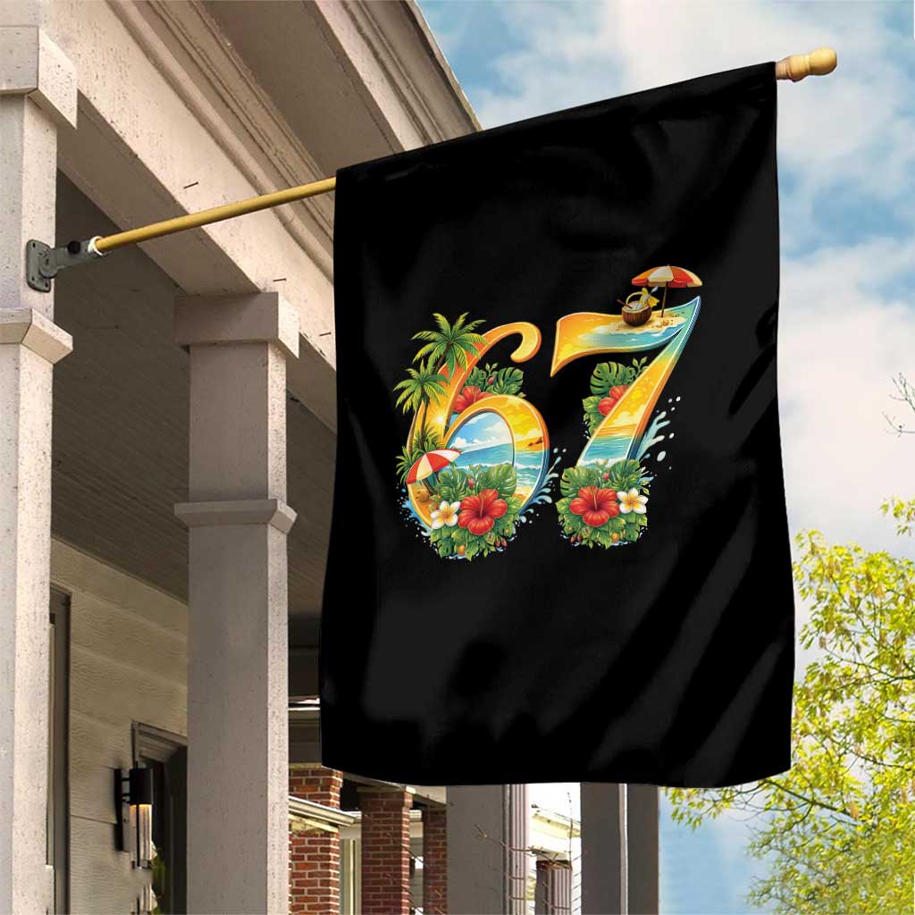 Hawaii Six Seven Garden Flag Tropical Hibiscus Vacation Graphic