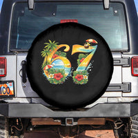 Hawaii Six Seven Spare Tire Cover Tropical Hibiscus Vacation Graphic