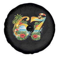 Hawaii Six Seven Spare Tire Cover Tropical Hibiscus Vacation Graphic