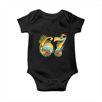 Hawaii Six Seven Baby Onesie Tropical Hibiscus Vacation Graphic