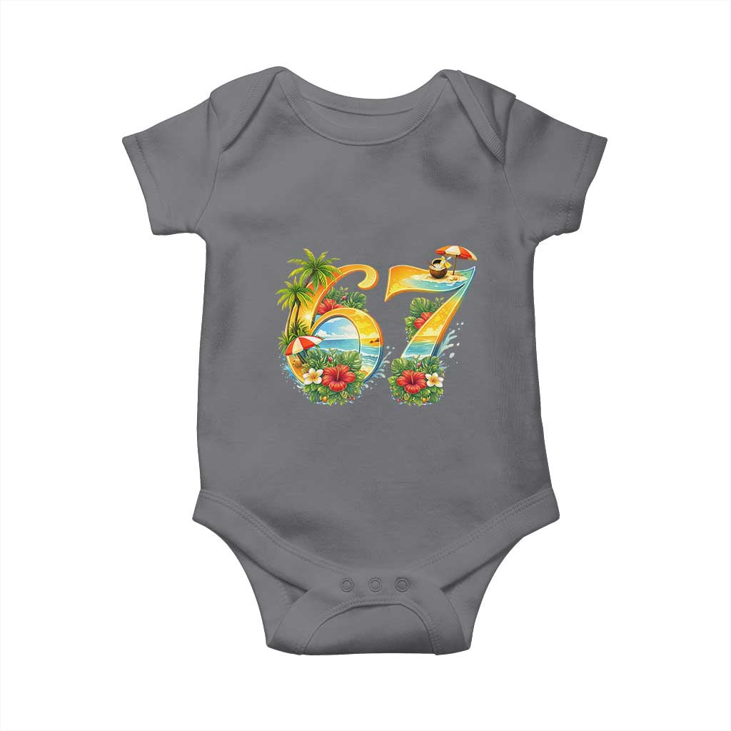 Hawaii Six Seven Baby Onesie Tropical Hibiscus Vacation Graphic