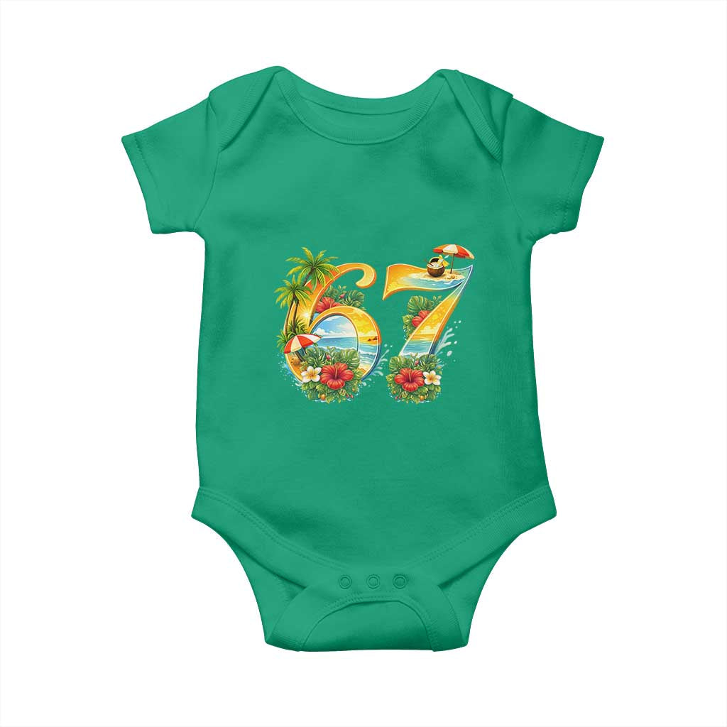 Hawaii Six Seven Baby Onesie Tropical Hibiscus Vacation Graphic