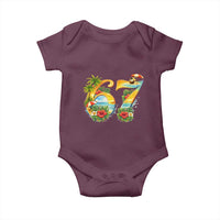 Hawaii Six Seven Baby Onesie Tropical Hibiscus Vacation Graphic