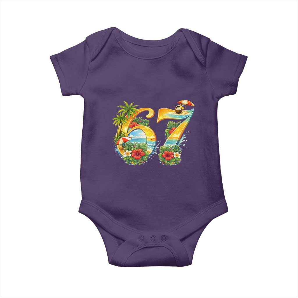 Hawaii Six Seven Baby Onesie Tropical Hibiscus Vacation Graphic