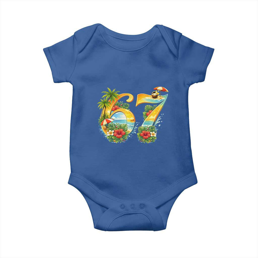 Hawaii Six Seven Baby Onesie Tropical Hibiscus Vacation Graphic