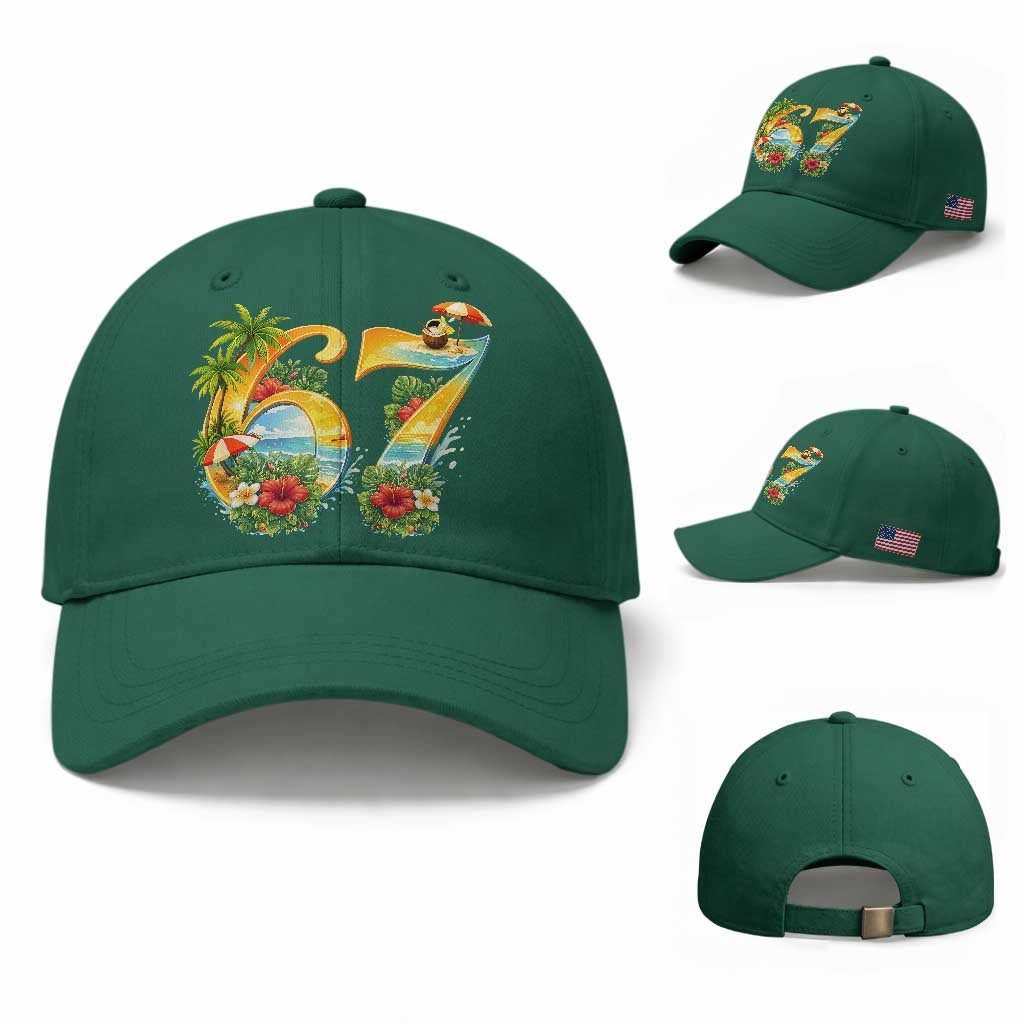 Hawaii Six Seven Baseball Cap Tropical Hibiscus Vacation Graphic