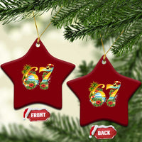 Hawaii Six Seven Ceramic Ornament Tropical Hibiscus Vacation Graphic