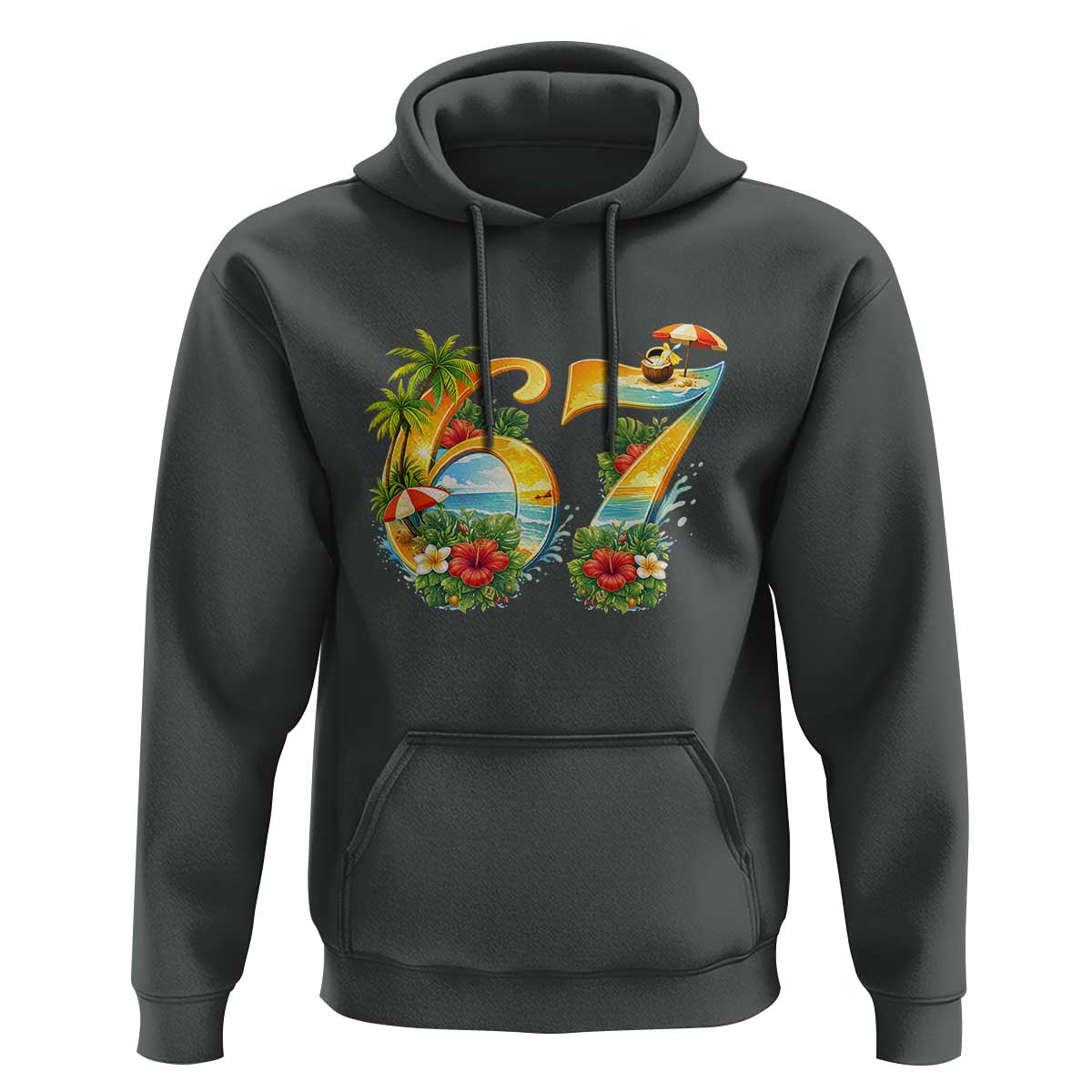 Hawaii Six Seven Hoodie Tropical Hibiscus Vacation Graphic