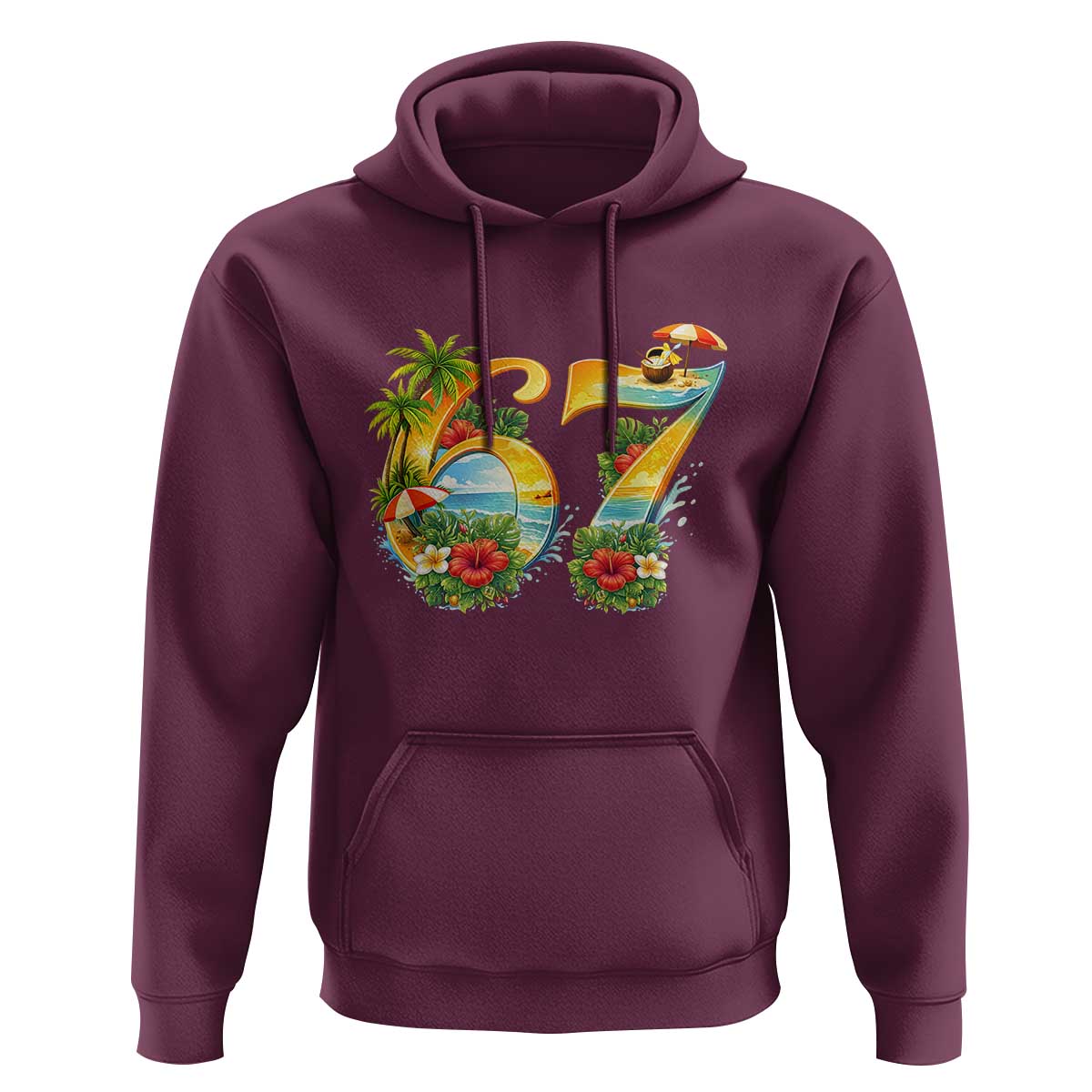 Hawaii Six Seven Hoodie Tropical Hibiscus Vacation Graphic
