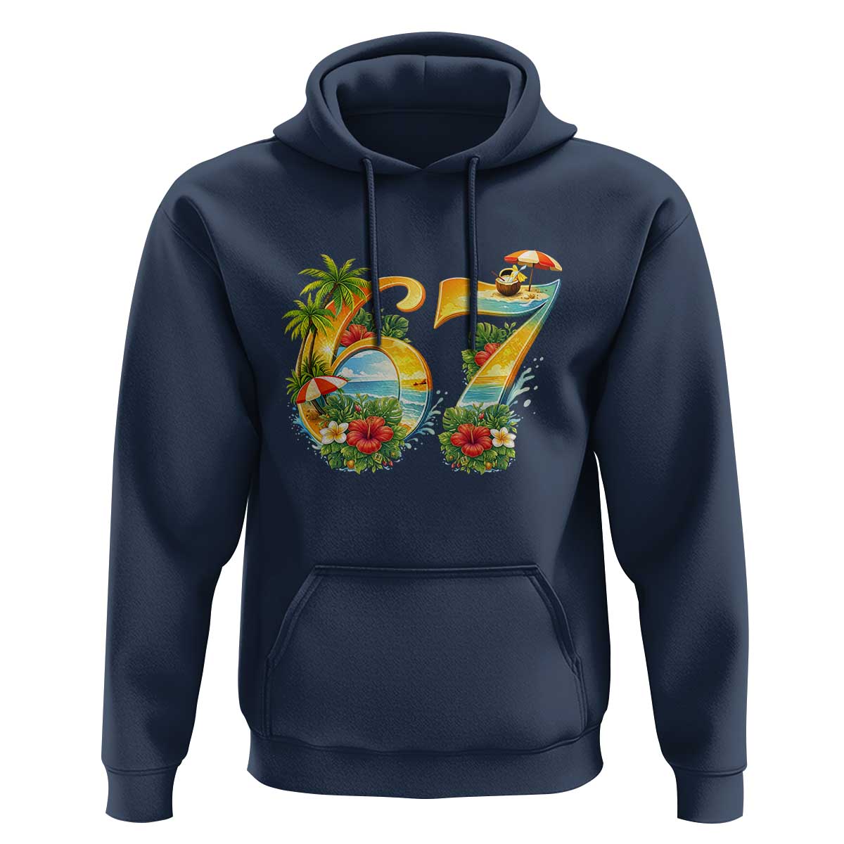 Hawaii Six Seven Hoodie Tropical Hibiscus Vacation Graphic