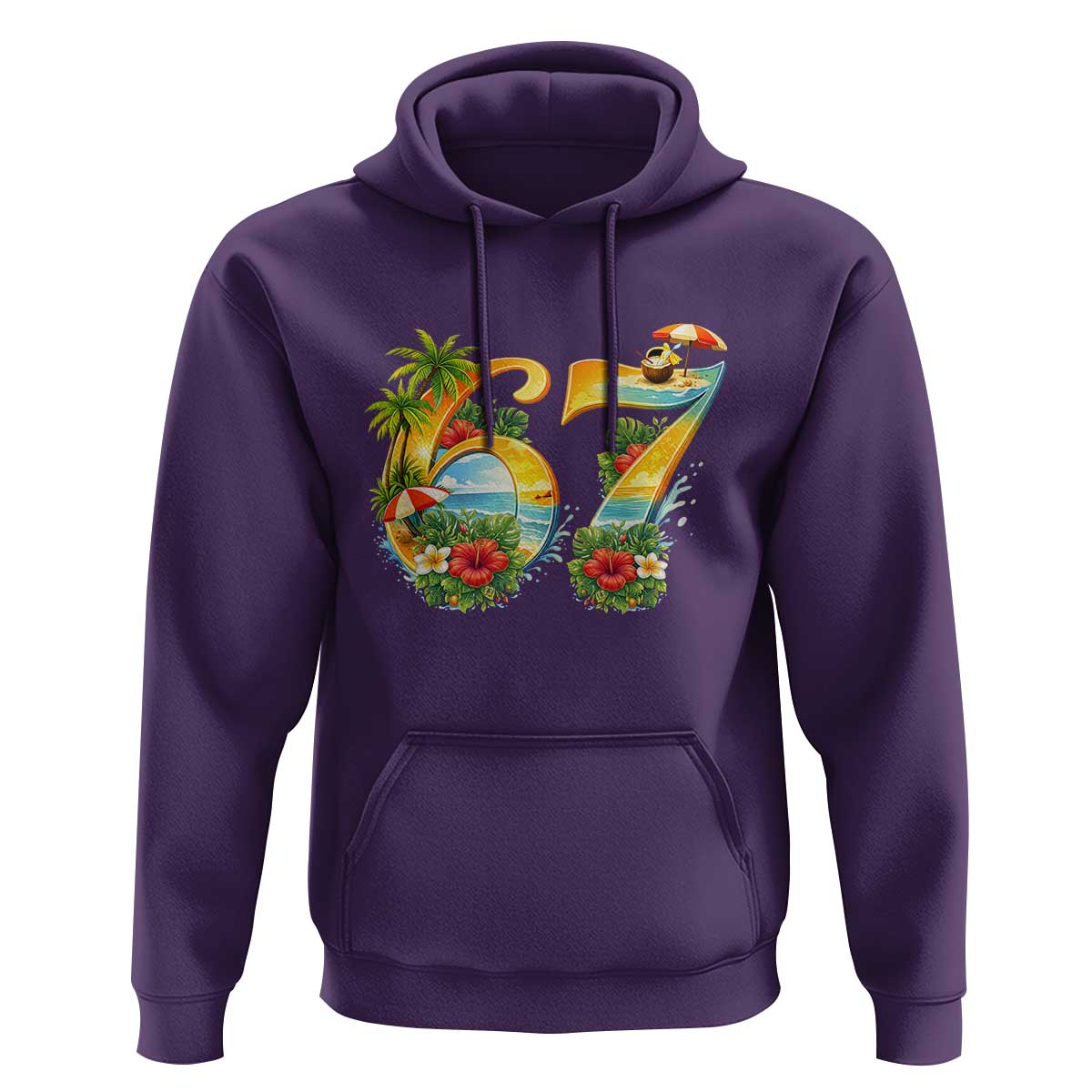 Hawaii Six Seven Hoodie Tropical Hibiscus Vacation Graphic