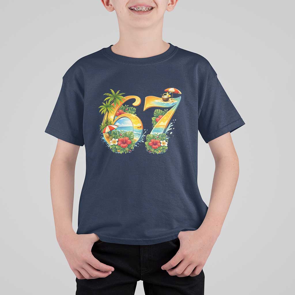 Hawaii Six Seven T Shirt For Kid Tropical Hibiscus Vacation Graphic