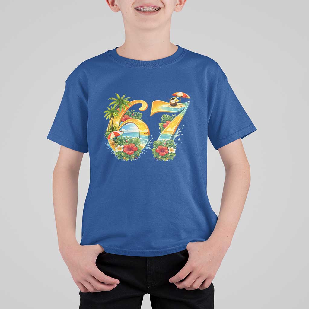 Hawaii Six Seven T Shirt For Kid Tropical Hibiscus Vacation Graphic